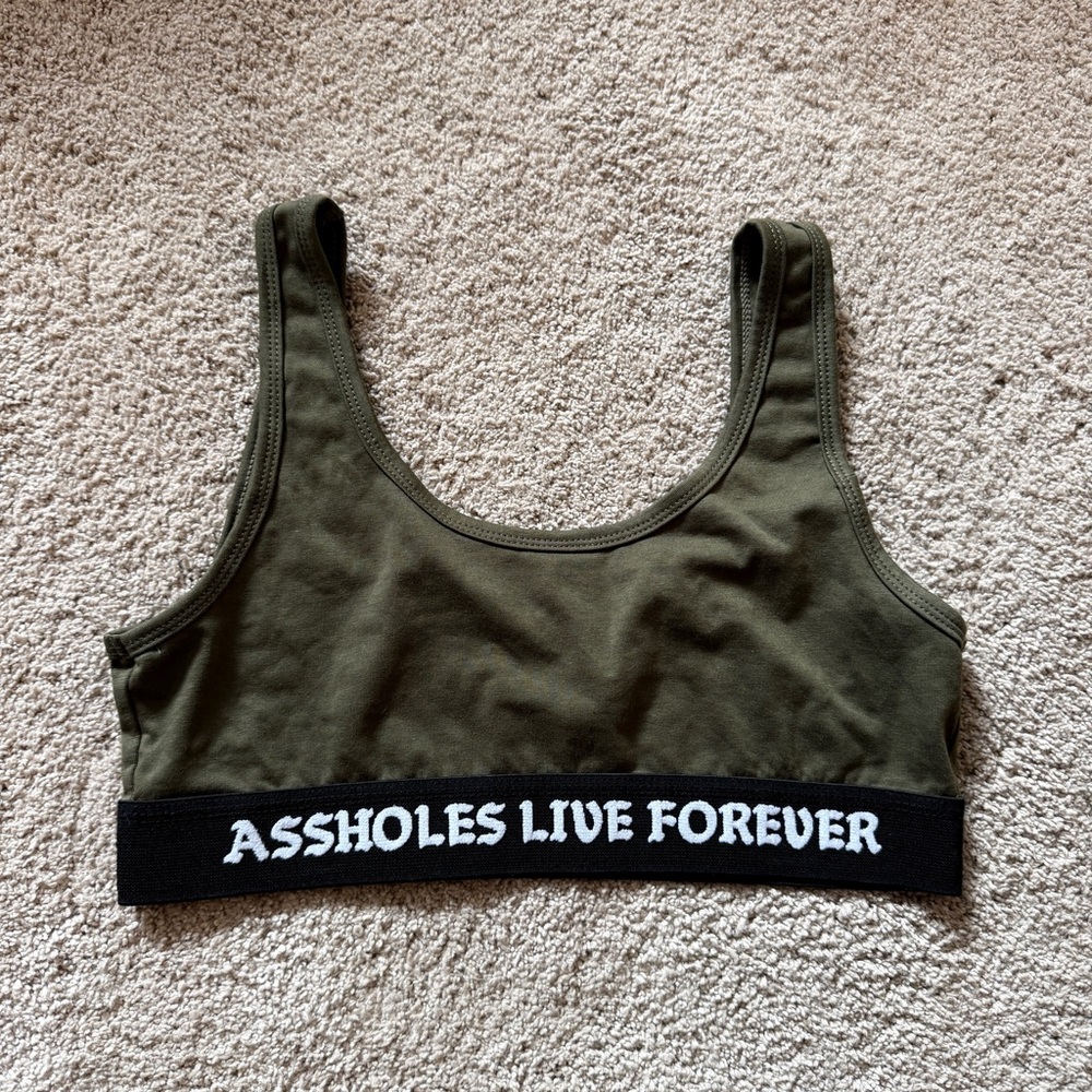 ALF Olive Green Crop Top with Black Band